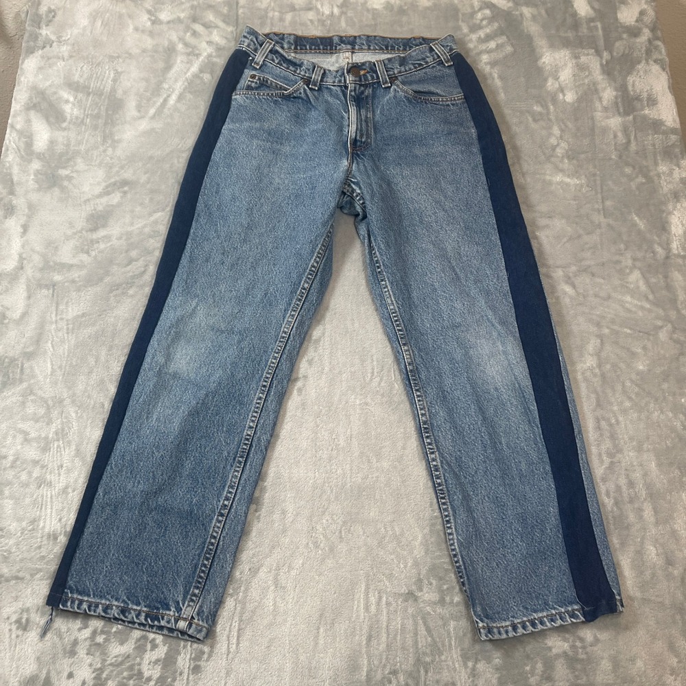 Vintage Levis 562 Loose Fit Orange Tab Side Stripe Jeans 31x27 Mens Blue